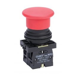 Кнопка управления "Грибок" Ø40мм с самовозвратом NP2-EC42 без подсветки красная 1НЗ IP40 - фото - 1