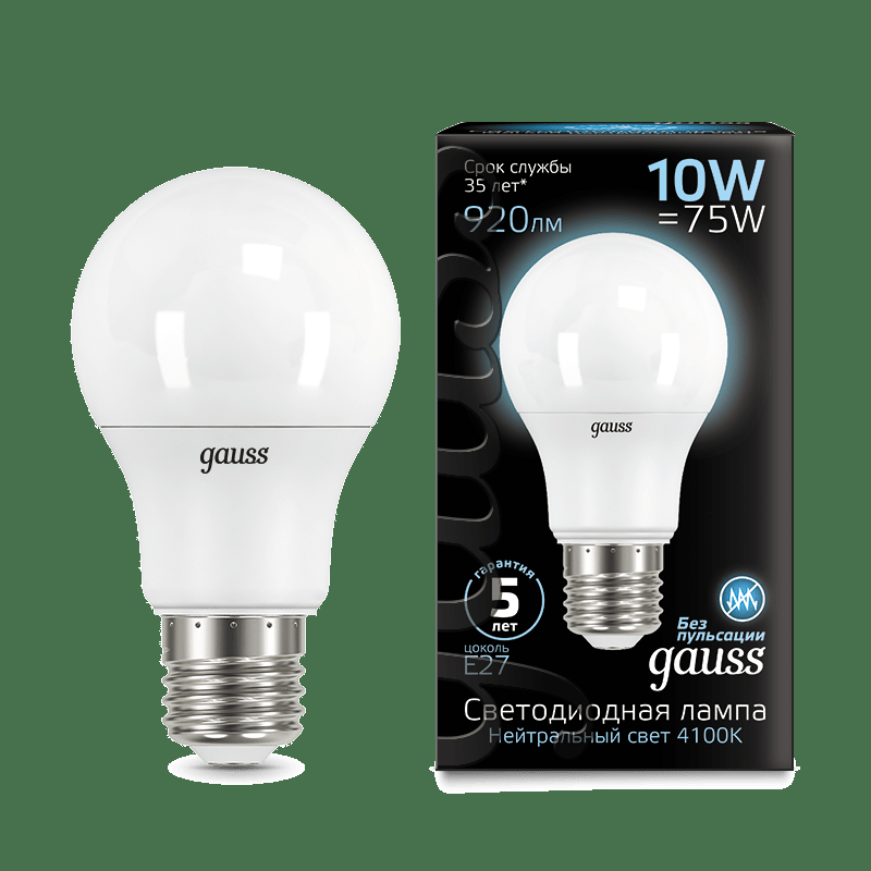 Лампа Gauss LED A60 10W E27 4100K - фото - 1