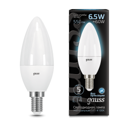 Лампа Gauss LED Candle E14 6.5W 4100К - фото - 1