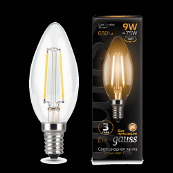 Лампа Gauss LED Filament Candle E14 9W 2700К - фото - 1