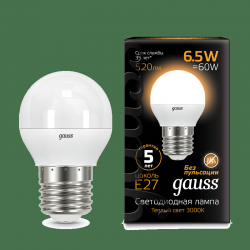 Лампа Gauss LED Globe E27 6.5W 2700K - фото - 1