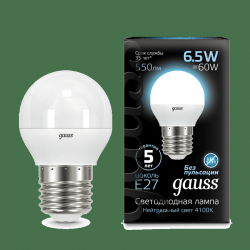 Лампа Gauss LED Globe E27 6.5W 4100K - фото - 1