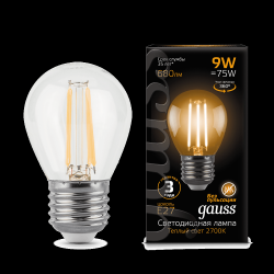 Лампа Gauss LED Filament Globe E27 9W 2700K - фото - 1