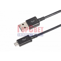 USB кабель microUSB длинный штекер 1 м черный REXANT - фото - 1